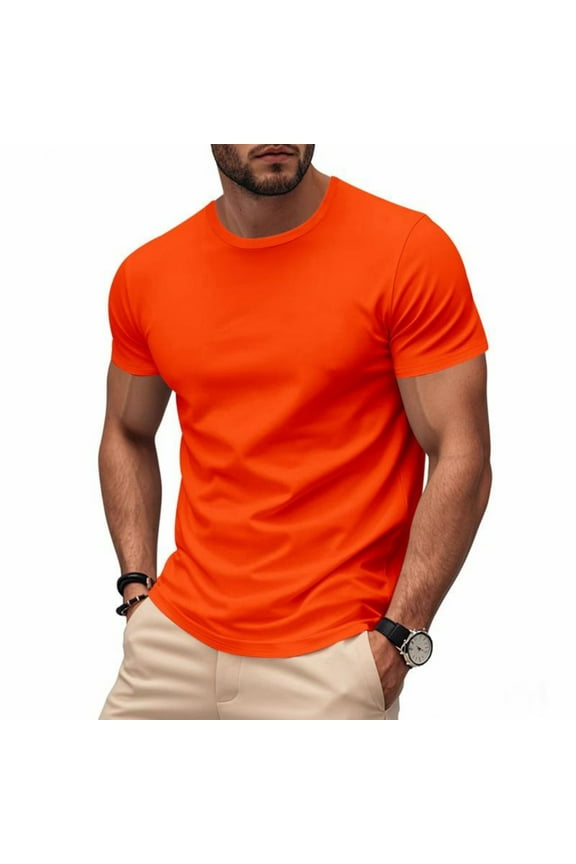 Trending Now! Luxalzxs Plus Size T-Shirts for Men Casual Solid Color Crew Neck Short Sleeve Basic Shirts Summer Beach Lightweight Loose Fit Top Tees