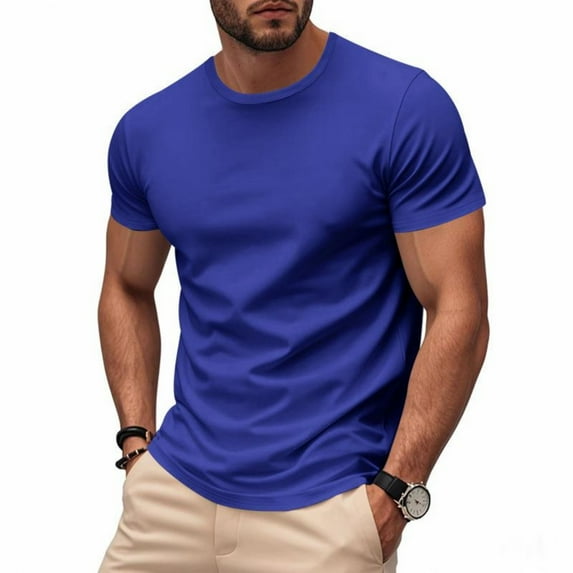 Trending Now! Luxalzxs Plus Size T-Shirts for Men Casual Solid Color Crew Neck Short Sleeve Basic Shirts Summer Beach Lightweight Loose Fit Top Tees