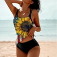 thumbnail image 1 of Trending Now! Luxalzxs Tankini Swimsuits for Women USA Flag Sunflower Printed Side Tie Racerback Bathing Suits Tankini Top with Boyshorts Patriotic Fashion Two Piece Swimsuit, 1 of 5