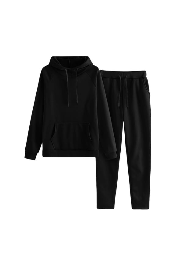 Back to School Fall Sets Women 2 Piece Outfits Petite Women's Fashion Sports Casual Long Pants Hooded Sweater Tops Pants Set Long Sleeve Hooded Set with Pockets
