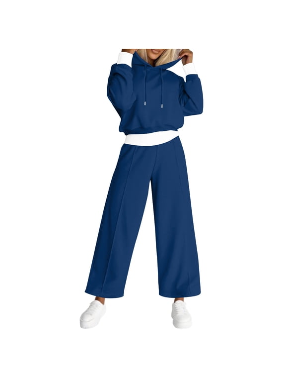 Trending Fall Sets Women 2 Piece Outfits Petite Women's Fall and Winter Sports Casual Hooded Sweatshirt Suit