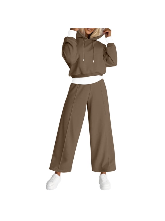 Trending Fall Sets Women 2 Piece Outfits Petite Women's Fall and Winter Sports Casual Hooded Sweatshirt Suit