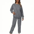 thumbnail image 1 of Women 2 Piece Outfits Fashion Solid Solid Long Sleeve Pockets Elastic Waist Long Pants Sets Sweatshirt Sweatpants Set, 1 of 6