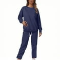thumbnail image 1 of Women 2 Piece Outfits Fashion Solid Solid Long Sleeve Pockets Elastic Waist Long Pants Sets Sweatshirt Sweatpants Set, 1 of 6