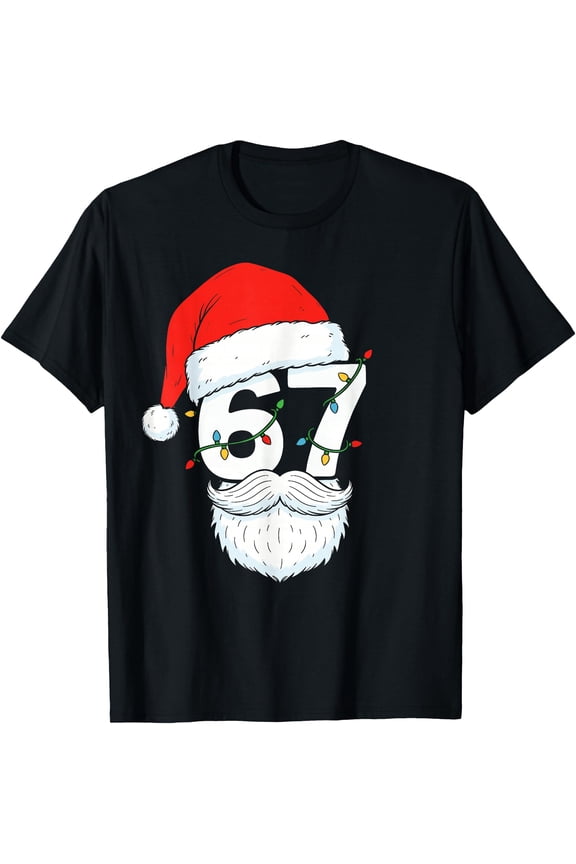 Trending Six Seven Meme Christmas 67 Santa Face Men T-Shirt tee
