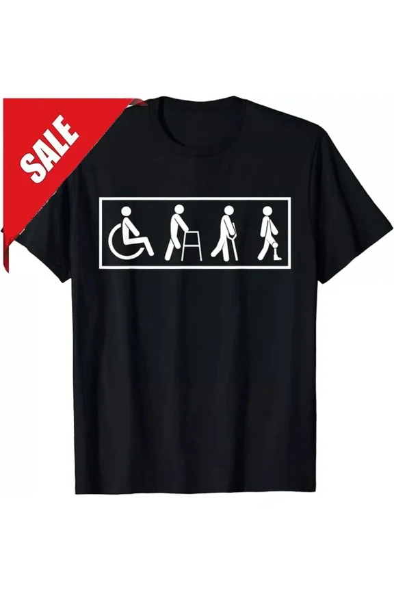 Trending Tee With Leg Amputee Prosthetic Surgery Wheelchair Graphic T-Shirt Birthday Gifts; For Men & Women