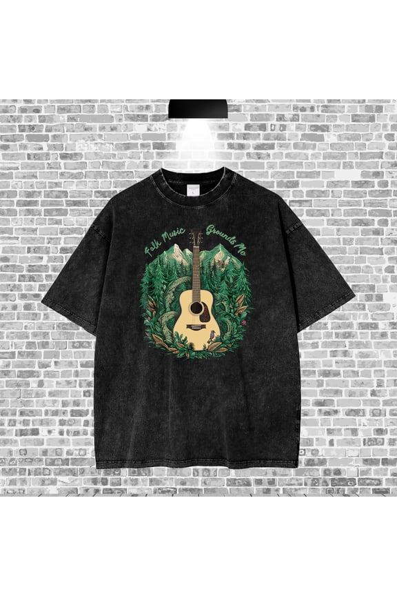 Trending!!! WASH TEE Acoustic Strings T-shirt, Electric Guitar Musician Tee, Heavyweight Washed Shirt Heavyweight Cotton Tee