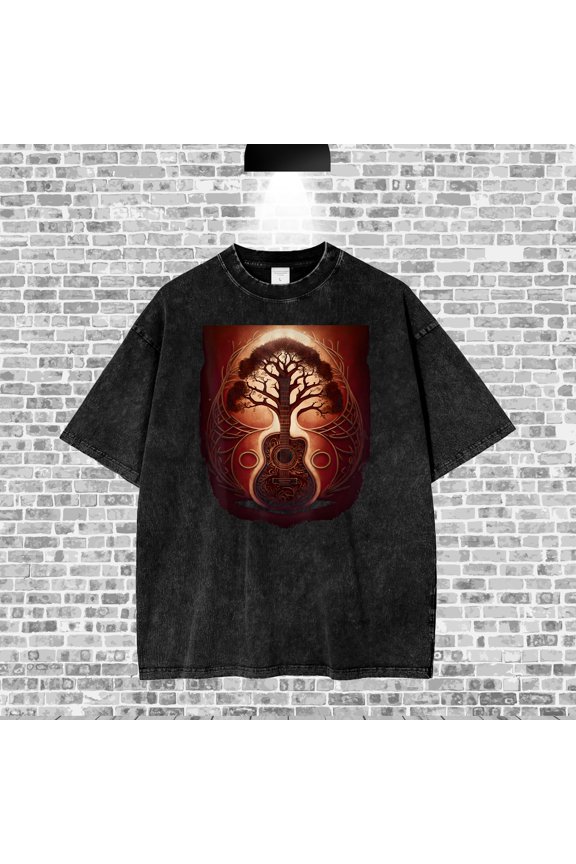 Trending!!! WASH TEE Country Guitar Music Tee, Acoustic Strings Lover Shirt, Heavyweight Washed Shirt Heavyweight Cotton Tee