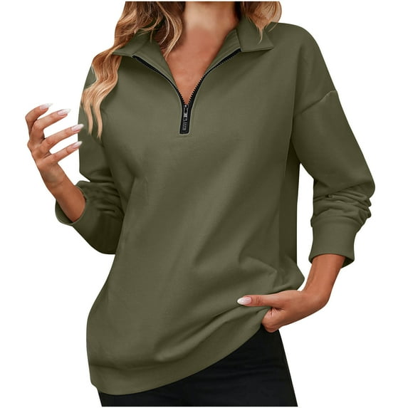 Trending Womens Clothes Long Sleeve Summer Top Women's Casual Color Long Sleeve Zipper Pullover Hooded Tops With Pocket