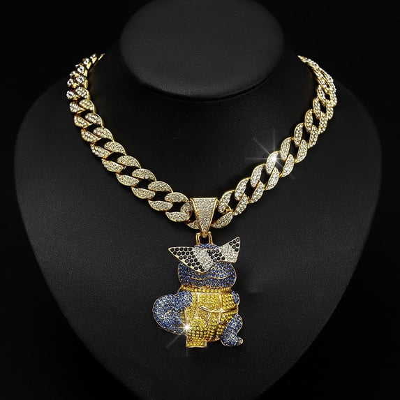 Trending hip-hop pendant with high-quality design, alloy fully encrusted with diamonds, featuring a 3D cartoon character pendant