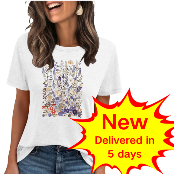 Pohista Cotton Tops for Women Casual Summer Tshirts for Women Blouses for Women Womens Tops Casual Short Sleeve my items ordered by me recently Floral Print Tops for Women