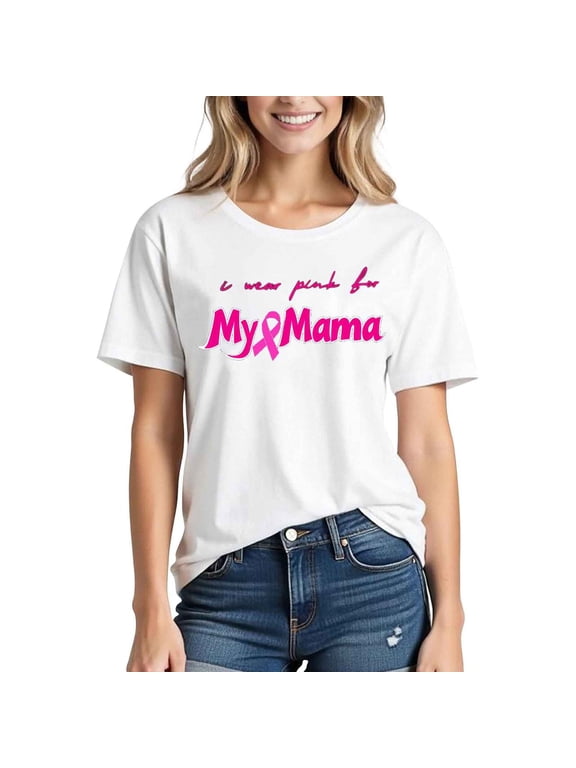Cotton Tops for Women Casual Summer Women Shirts Dressy Womens Blouse Short Sleeve Blouses for Women Business Casual order again my orders Breast Cancer Awareness Tops