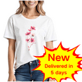 thumbnail image 1 of Pohista Summer Tops for Women with Sleeves Women Shirts Summer Blouses Short Sleeve Tops Cotton Blend my items saved for later Floral Print Tops for Women, 1 of 5