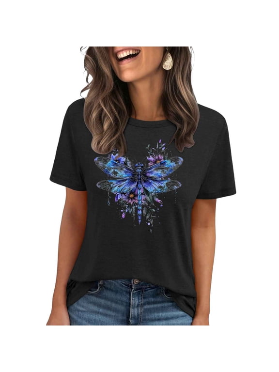 Tops for Women Trendy Shirts Womens Summer Blouses 2025 Womens Short Sleeve Blouses Cotton my recent orders Floral Print Tops for Women