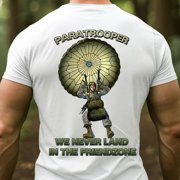 Trenditee Airborne Paratrooper T-Shirt   We Never Land in the Friendzone Army T-Shirt