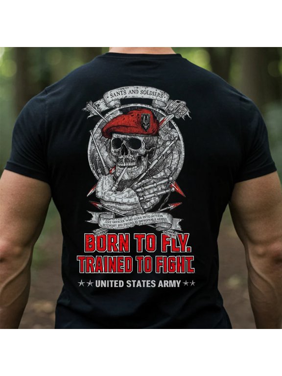 Born to Fly, Trained to Fight - U.S. Army Skull T-Shirt with Military T-Shirt
