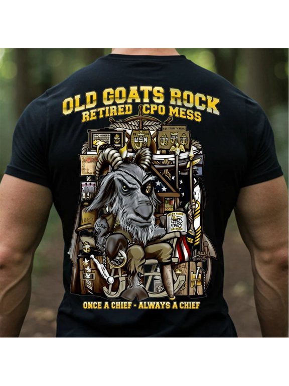 Old Goats Rock T-Shirt – US Navy Retired CPO Mess Once a Chief Always a T-Shirt