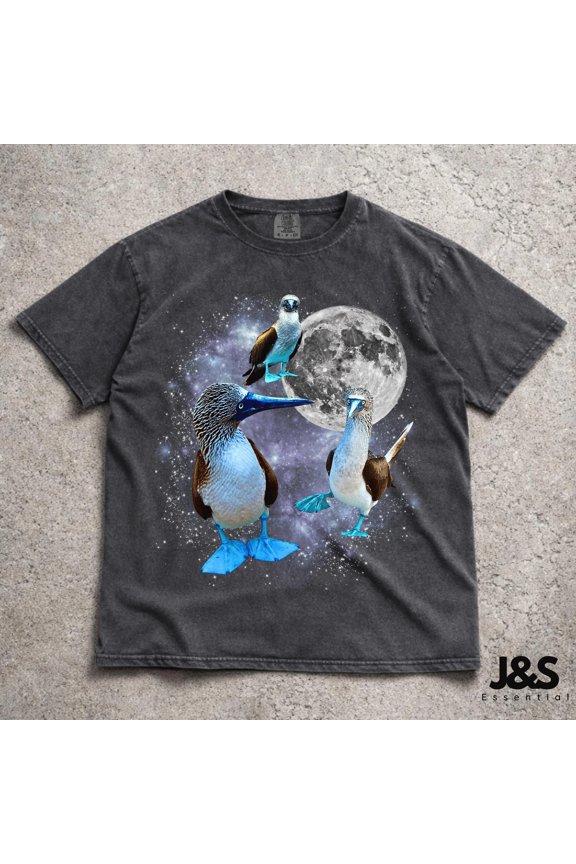 Unisex Blue Footed Booby Retro Moon Graphic Comfort Colors Crew Neck T-Shirt