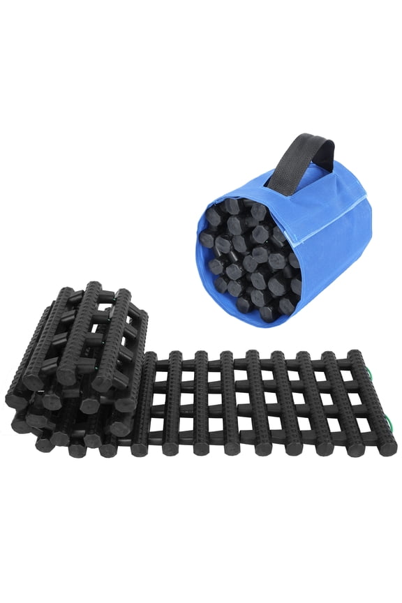 2PC Traction Tracks Mats with Portable Handle Bag, Tire Recovery Track Pad Traction Boards Tire Ladder Track Grabber Auto Emergency Traction Aid for Off-Road Mud Snow Ice Sand, 39.37"