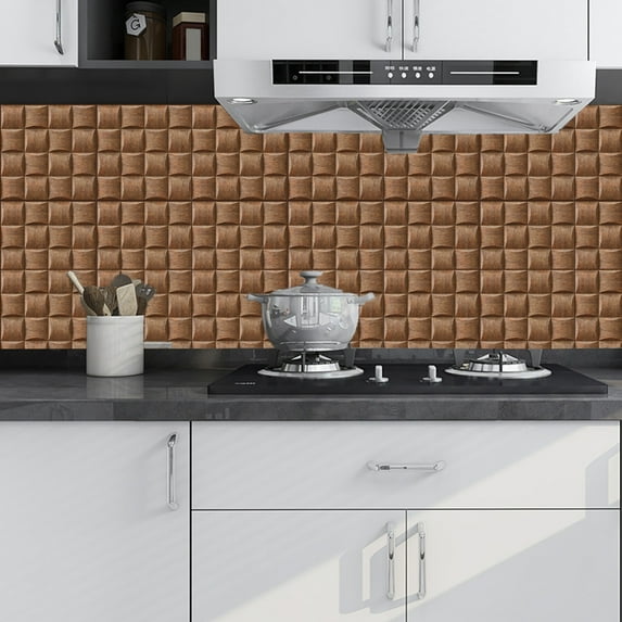 Trendix 3D Wall Panel Stick Foam Brick Wallpaper Peel, Waterproof Self-Adhesive Wallpaper, 20Pcs Wooden Grain Decoration Sticker, 11.8 x 11.8 Inch (Brown)