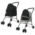 thumbnail image 1 of Trendix 4 Wheels Foldable Pet Stroller, Visible Mesh Window, Zipper Closure, Rear Wheel Dual Brake Stroller, Puppy Cage Jogger Stroller with Sun Cover, Pet Stroller for Medium Small Dogs (Grey), 1 of 11