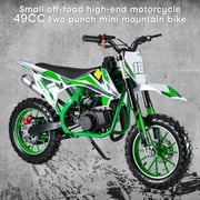 Trendix 49cc 2-Stroke Off Road Mini Motorcycle with Front Rear Disc Brakes, Gas Powered Motocross, Green Pocket Motorbike Kids Dirt Bike