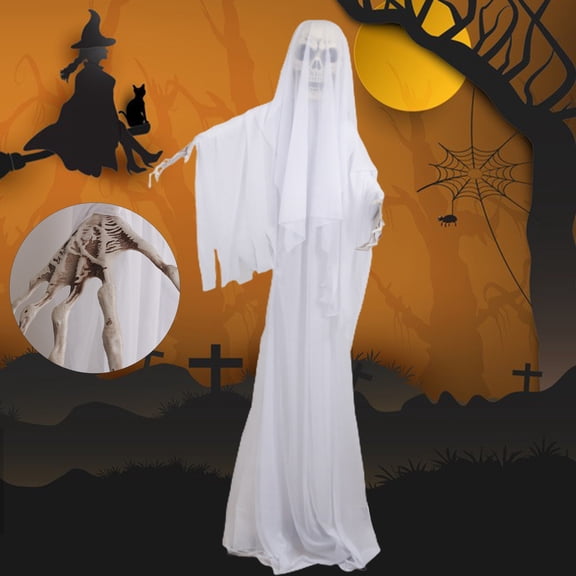 Trendix 66.53" Halloween Ornament Scary Ghost Bride Figure with Sound, Battery Operated Halloween Skeleton Decoration Creepy Haunted House Prop