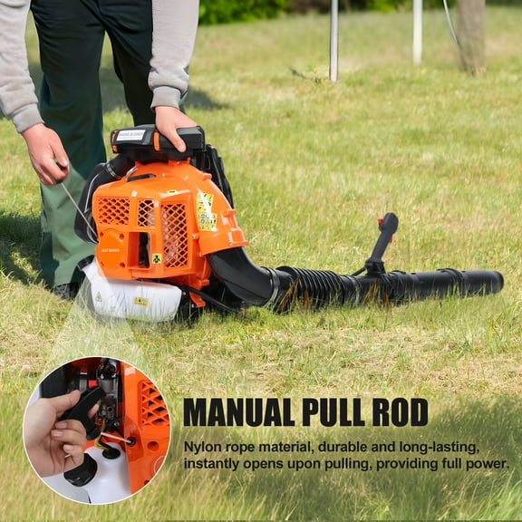 Trendix Backpack Gas Leaf Blower, 900CFM 80CC Gas-powered Snow & Leaves Cleaner, 3.5kw/7250r/min Orange Blower for Lawn Care Yard Dust Debris