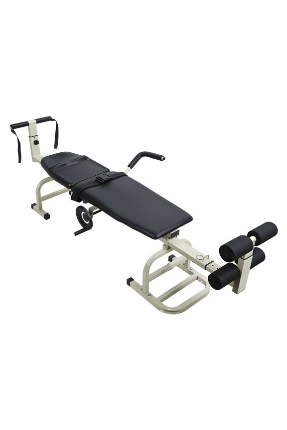 Cervical Lumbar Traction Bed Home Use Portable Back Neck Body Stretcher with Ergonomic Handwheel, for Relaxation & Flexibility