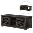 thumbnail image 1 of Trendix Coffee Table, Barn Style Tea Table with Storage Room, Side Table with Mesh Barn Door and Adjustable Shelf, TV Table, Living Room Table, Dark Brown, 1 of 7
