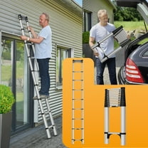 Trendix Collapsible Telescopic Ladder with Locking Mechanism, Stainless Steel Telescoping Extension Ladder, Compact Lightweight Ladder for Home or RV Outdoor Work, Bearing 330lbs, 15.5ft