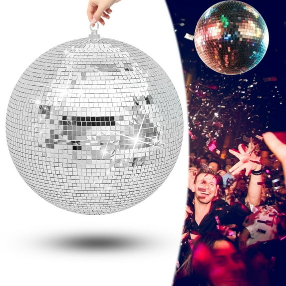 Trendix Disco Ball with Glass Mirror Surface, 20 Inch Mirror Ball with Hanging Ring, for Party Decor