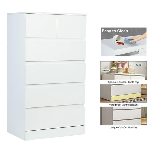 Trendix Dresser, 6-Drawer Bedroom Dresser, 42.9 Inch Tall Chest of Drawers with 110LB Desktop Capacity, Modern Storage Organizer for Home