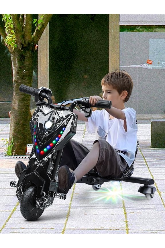Drift Trike, Kid Ride on Tricycles, Drifting Tricycle for Ages 8+, Adjustable Seat Tricycle