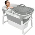 thumbnail image 1 of Trendix Foldable Bathtub with Thermal Cover, 103cm/40.6 Inch Portable Soaking Tub for Adults with Massage Roller, Drain Pipe, Ergonomic Seat, 1 of 9