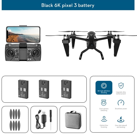 Trendix Foldable Remote Control Drone with 6K Camera Optical Flow Positioning Brushless Motor 2.4GHz RC Quadcopter Toy, APP Control & Gesture-controlled