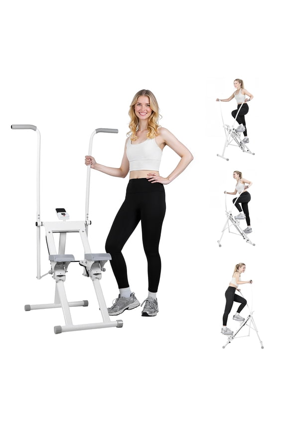 Folding Vertical Climber Stair Stepper, Full Body Workout Machine for Home Cardio, Adjustable Handles & Pedals, Supports 265lbs