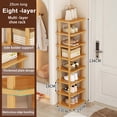 thumbnail image 1 of Trendix Free Standing Shoe Racks, 8 Tiers Vertical Shoe Rack, Narrow Wooden Shoe Organizer, Space Saving Storage Rack for Closet Front Door Entrance Entryway, 1 of 7