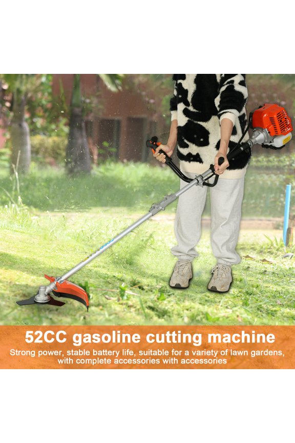Gas String Trimmer, Handheld Weed Eater with Plastic Handle & Shoulder Strap, 52cc Weed Wacker Gas Powered, 2 in 1 2-Stroke Cordless Hedge Trimmer Brush Cutter