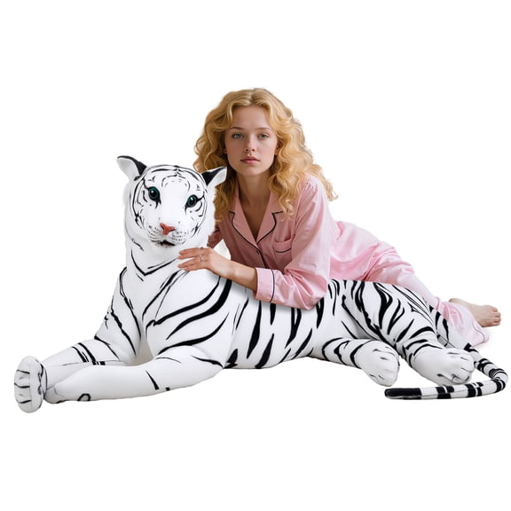 Trendix Giant Tiger Stuffed Animal, 51 inch Lifesize Stuffed Animal Doll, Big Tiger Doll for Home Decor and Gift, White Tiger