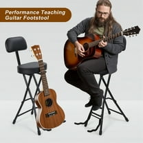 Trendix Guitar Stool, Folding Chair with Guitar Stand, Adult Portable Folding Stool with Backrest, Padded Cushion