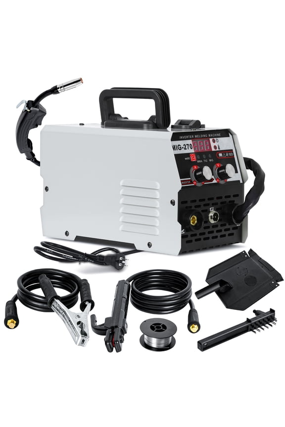 MIG Welder Set including Welding Torch, Ground Clip, Face Guard, Welding Wire, 3 in 1 LED Digital Display MIG Welder Inverter, TIG MIG Welding Machine, Gasless MIG Welder