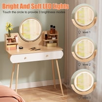 Trendix Makeup Vanity Desk with LED Lighted Mirror, Vanity Table with 2 Drawers and Opening Shelves, 3 Modes Brightness Adjustable Bedroom Dressing Table