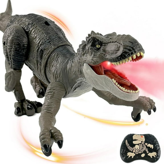 Trendix Remote Control Dinosaur Toy, Electric Tyrannosaurus Model, Roaring Spraying Light-Up Dino Toy Walking Joints Movable Dinosaur Model