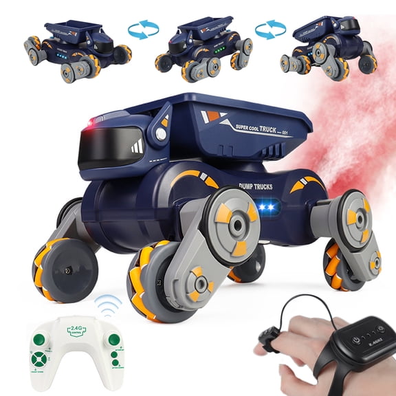 Trendix Robot Dog RC Car, Gesture Sensing Remote Control Cars with Light Music, 360-Degree Drift 2.4GHz Crawler Vehicle four-wheel Drive (Orange)