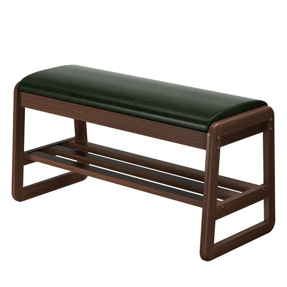 Trendix Solid Wood Shoe Bench with Lift Top Storage, 2-Tier Entryway Shoe Rack with Removable Cushion for Hallway, Living Room, Front Door