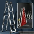 thumbnail image 1 of Trendix Telescoping Extension Ladder, Stainless Steel Folding Telescopic Ladder with Locking Mechanism, Multi-Purpose Collapsible Ladder for Home or RV Outdoor Work, Heavy Duty 330 lbs Load, 1 of 8