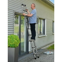 Trendix Telescoping Ladder 12.5ft Stainless Steel Extension Ladder with Locking Mechanism, Heavy Duty 330lbs Max Capacity, Collapsible Ladder for RV or Outdoor Work