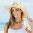 thumbnail image 1 of Trendix Unisex Curled Edge Wide Brim Sun Hat Cowboy Hat, Hollow Out Breathable Straw Cap, Women Men Fishing Hat, Yellow, 1 of 6