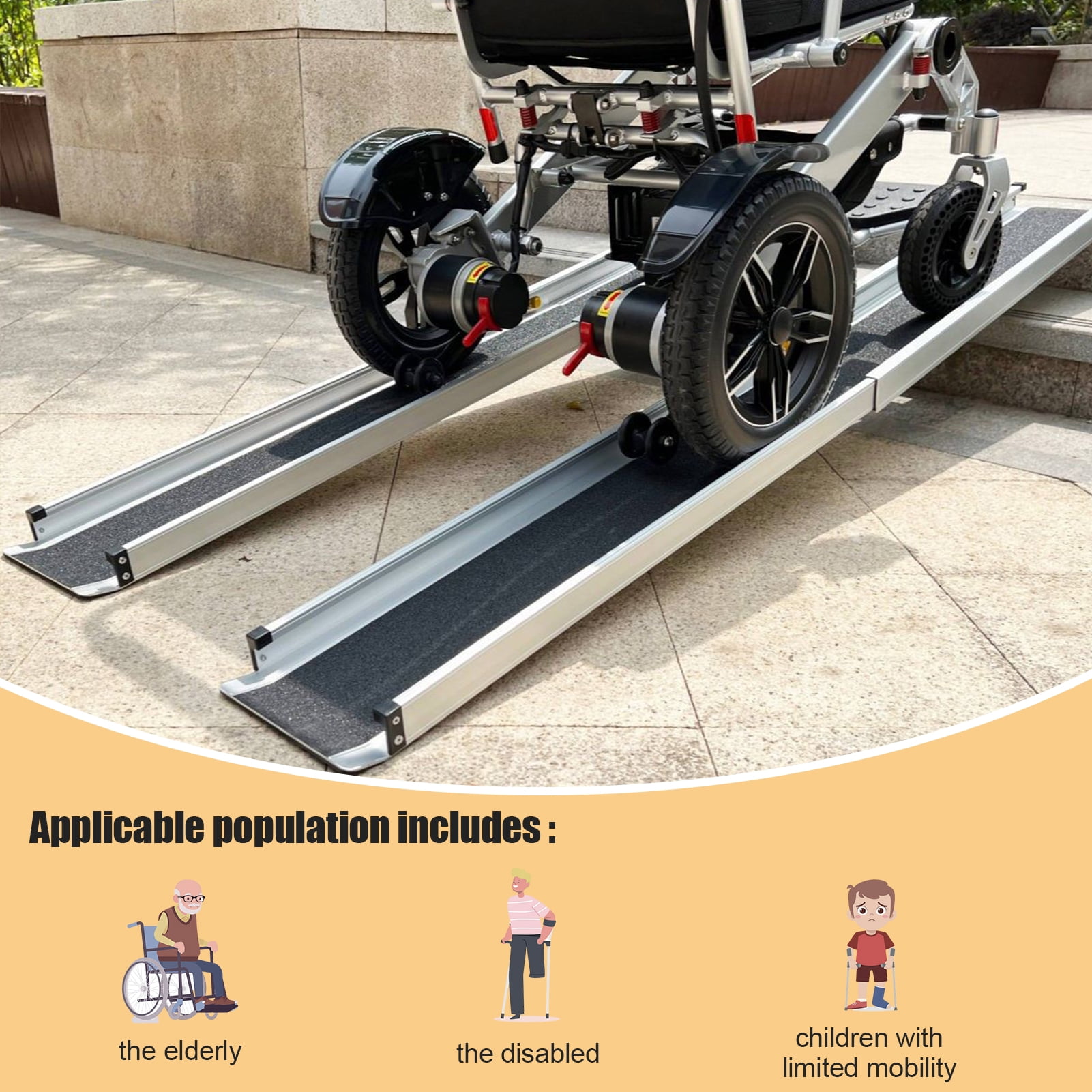 Trendix Wheelchair Ramp Retractable 8ft 600lbs Capacity 2 Telescopic ...